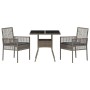 Conjunto de Comedor de Jardín 3 pcs Gris Poliratán
