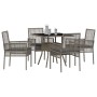 Conjunto de Comedor de Jardín 5 pcs Gris Poliratán