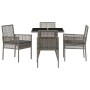 Conjunto de Comedor de Jardín 5 pcs Gris Poliratán
