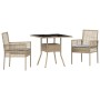 Conjunto de Comedor de Jardín 3 pcs Beige Poliratán