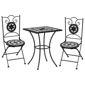 Bistro table and chairs 3 pieces black and white ceramic mosaic by vidaXL, Garden sets - Ref: Foro24-279414, Price: 225,57 €,...