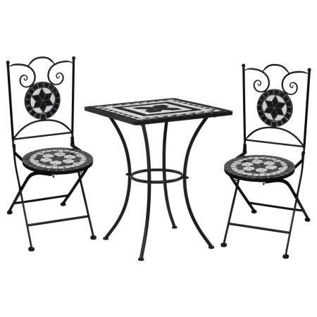 Bistro table and chairs 3 pieces black and white ceramic mosaic by vidaXL, Garden sets - Ref: Foro24-279414, Price: 229,31 €,...