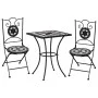 Bistro table and chairs 3 pieces black and white ceramic mosaic by vidaXL, Garden sets - Ref: Foro24-279414, Price: 225,57 €,...