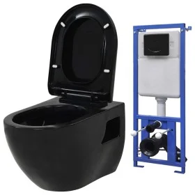 Wand-WC mit verstecktem Spülkasten, schwarze Keramik von vidaXL, Badezimmer - Ref: Foro24-3054479, Preis: 321,71 €, Rabatt: %