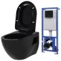 Wand-WC mit verstecktem Spülkasten, schwarze Keramik von vidaXL, Badezimmer - Ref: Foro24-3054479, Preis: 321,71 €, Rabatt: %
