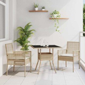 Conjunto de Comedor de Jardín 3 pcs Beige Poliratán en Conjuntos de jardín | Comprar online en Foro24