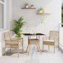 Conjunto de Comedor de Jardín 3 pcs Beige Poliratán