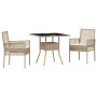 Conjunto de Comedor de Jardín 3 pcs Beige Poliratán