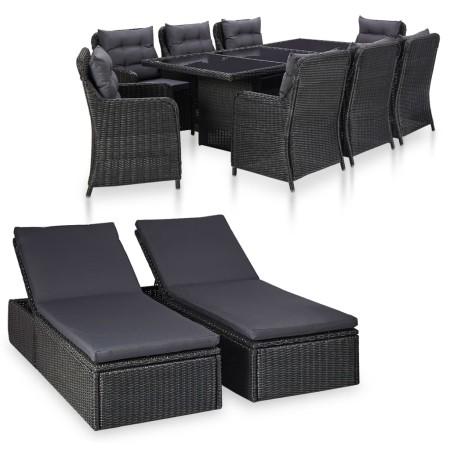 Garden dining set 11 pieces black synthetic rattan by vidaXL, Garden sets - Ref: Foro24-3057811, Price: 2,00 €, Discount: %