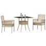 Conjunto de Comedor de Jardín 3 pcs Beige Poliratán