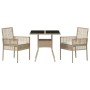 Conjunto de Comedor de Jardín 3 pcs Beige Poliratán