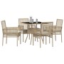 Conjunto de Comedor de Jardín 5 pcs Beige Poliratán