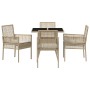 Conjunto de Comedor de Jardín 5 pcs Beige Poliratán