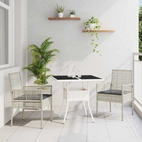 Conjunto de Comedor de Jardín 3 pcs Gris Poliratán