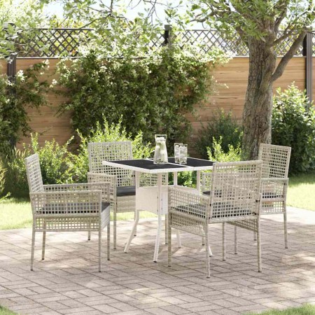 Conjunto de Comedor de Jardín 5 pcs Gris Poliratán