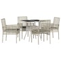 Conjunto de Comedor de Jardín 5 pcs Gris Poliratán