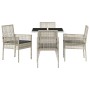 Conjunto de Comedor de Jardín 5 pcs Gris Poliratán