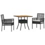 Conjunto de Comedor de Jardín 3 pcs Negro Poliratán