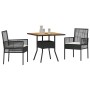 Conjunto de Comedor de Jardín 3 pcs Negro Poliratán