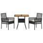 Conjunto de Comedor de Jardín 3 pcs Negro Poliratán