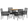 Conjunto de Comedor de Jardín 5 pcs Negro Poliratán