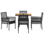 Conjunto de Comedor de Jardín 5 pcs Negro Poliratán