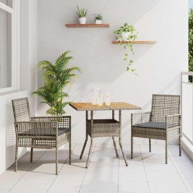 Conjunto de Comedor de Jardín 3 pcs Gris Poliratán en Conjuntos de jardín | Comprar online en Foro24