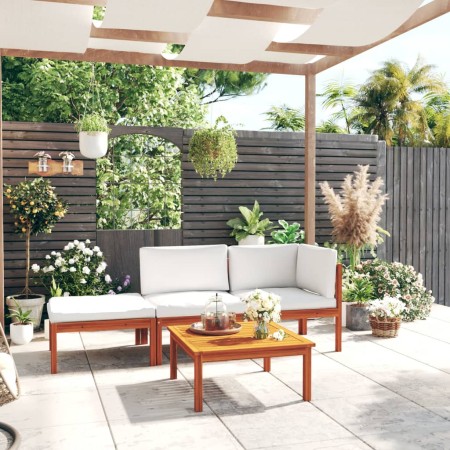 Garden furniture 4 pcs cream cushions solid acacia wood by vidaXL, Garden sets - Ref: Foro24-3057904, Price: 338,47 €, Discou...