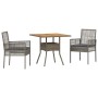 Conjunto de Comedor de Jardín 3 pcs Gris Poliratán