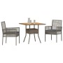 Conjunto de Comedor de Jardín 3 pcs Gris Poliratán