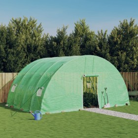 Invernadero con estructura de acero verde 24 m² 6x4x2,85 m
