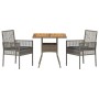 Conjunto de Comedor de Jardín 3 pcs Gris Poliratán