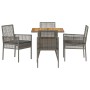 Conjunto de Comedor de Jardín 5 pcs Gris Poliratán