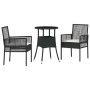 Conjunto de Comedor de Jardín 3 pcs Negro Poliratán