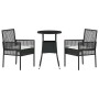 Conjunto de Comedor de Jardín 3 pcs Negro Poliratán