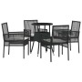 Conjunto de Comedor de Jardín 5 pcs Negro Poliratán
