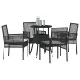 Conjunto de Comedor de Jardín 5 pcs Negro Poliratán