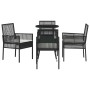 Conjunto de Comedor de Jardín 5 pcs Negro Poliratán