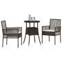 Conjunto de Comedor de Jardín 3 pcs Marrón Poliratán
