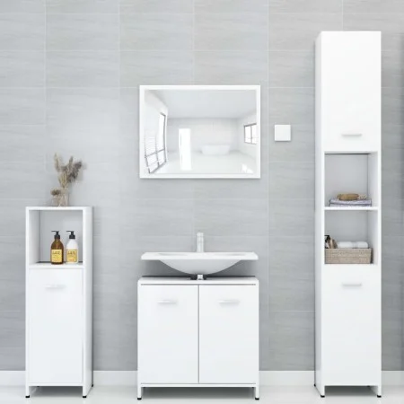Badezimmermöbelset 4-teilig aus weißem Sperrholz von vidaXL, Badezimmermöbel - Ref: Foro24-3056880, Preis: 173,99 €, Rabatt: %