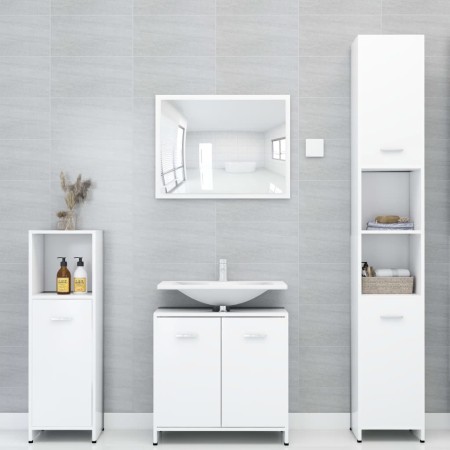 Badezimmermöbelset 4-teilig aus weißem Sperrholz von vidaXL, Badezimmermöbel - Ref: Foro24-3056880, Preis: 178,04 €, Rabatt: %