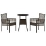 Conjunto de Comedor de Jardín 3 pcs Marrón Poliratán