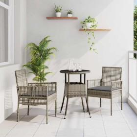 Conjunto de Comedor de Jardín 3 pcs Gris Poliratán