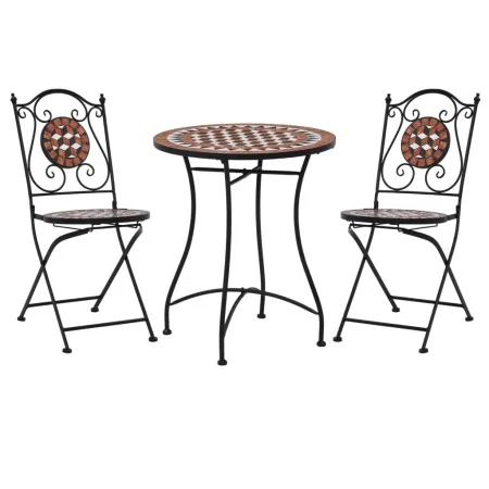 Bistro table and chairs 3-piece set with terracotta ceramic mosaic. by vidaXL, Garden sets - Ref: Foro24-279689, Price: 232,7...
