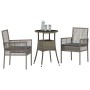Conjunto de Comedor de Jardín 3 pcs Gris Poliratán
