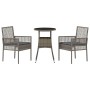 Conjunto de Comedor de Jardín 3 pcs Gris Poliratán