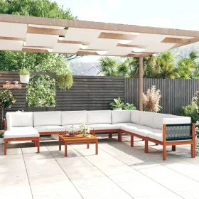 Gartenmöbel 9 Stk. cremefarbene Kissen massives Akazienholz von vidaXL, Gartensets - Ref: Foro24-3057896, Preis: 894,49 €, Ra...
