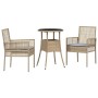 Conjunto de Comedor de Jardín 3 pcs Beige Poliratán