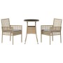 Conjunto de Comedor de Jardín 3 pcs Beige Poliratán