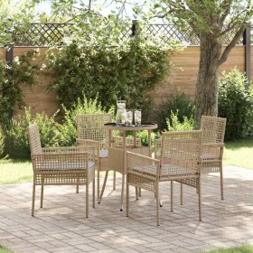 Conjunto de Comedor de Jardín 5 pcs Beige Poliratán
